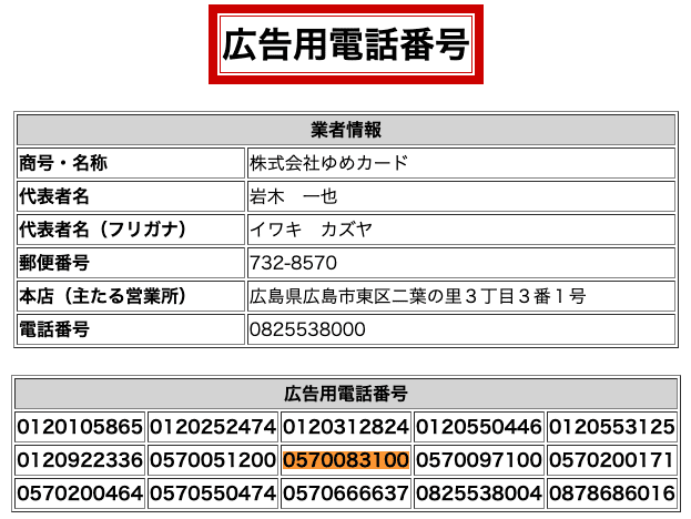 登録貸金業者情報検索結果