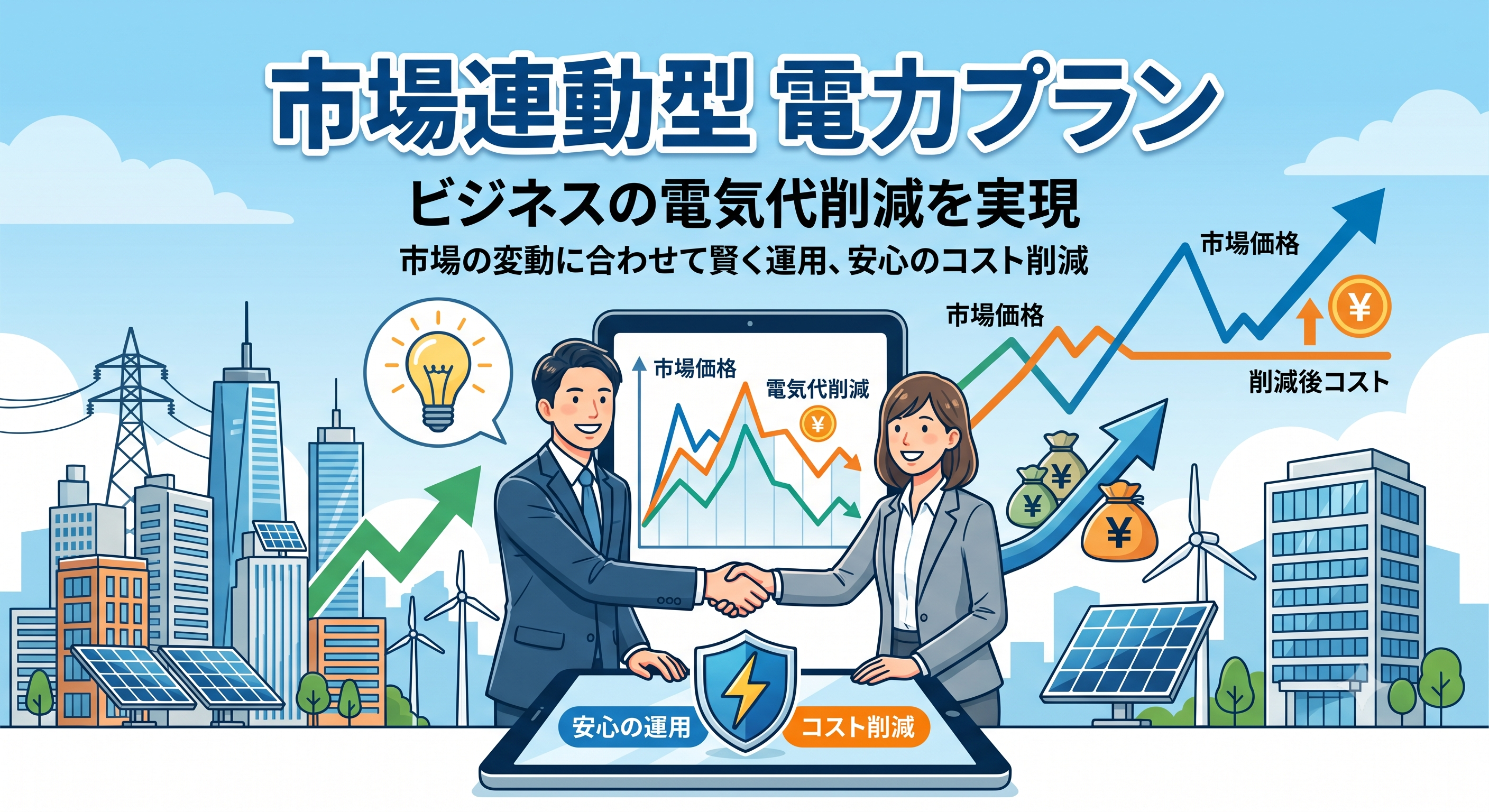 新電力連動型の電気プランに関する概念図です。